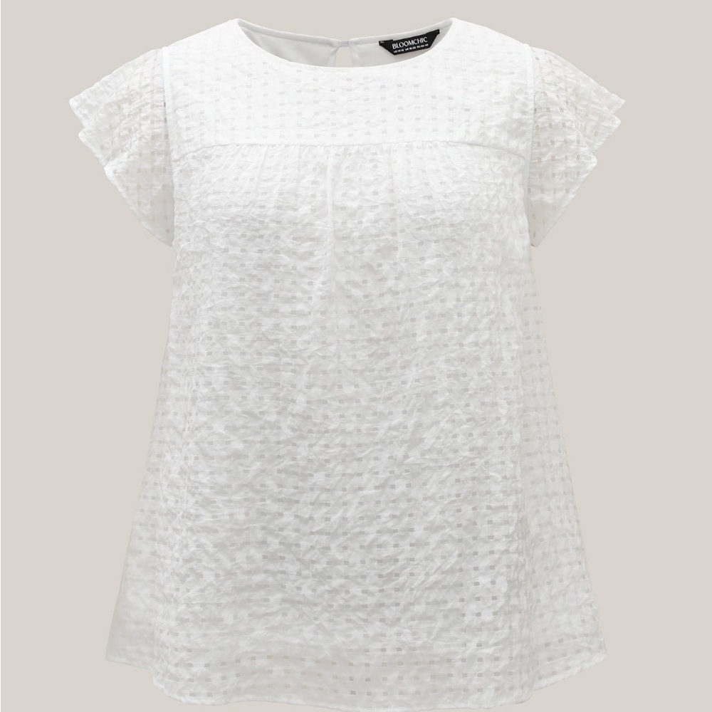Women's White Textured Top - Picture 5 of 5